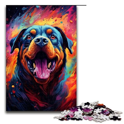 Puzzle mit 1000 Teilen für Erwachsene, niedliches Rottweiler-Kunstwerk, anspruchsvolles Spiel mit passendem Poster und Quizblatt, Größe 50 x 75 cm Puzzle mit 1000 Teilen für Erwachsene, niedliches Rottweiler-Kunstwerk, anspruchsvolles Spiel mit passendem Poster und Quizblatt, Größe 50 x 75 cm von KJYMNC