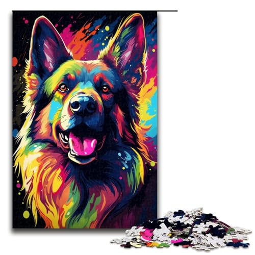 Puzzle mit 1000 Teilen für Erwachsene, zum Malen farbenfroher Kunstwerke mit Deutschen Schäferhunden, anspruchsvolles Spiel mit passendem Poster und Quizblatt, Größe 50 x 75 cm Puzzle mit 1000 Teilen für Erwachsene, zum Malen farbenfroher Kunstwerke mit Deutschen Schäferhunden, anspruchsvolles Spiel mit passendem Poster und Quizblatt, Größe 50 x 75 cm von KJYMNC