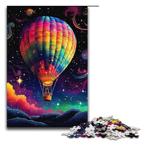 Puzzle mit 1000 Teilen für Erwachsene. Bunte Heißluftballons als Kunstwerk. Anspruchsvolles Spiel mit passendem Poster und Quizblatt. Größe 38 x 26 cm von KJYMNC