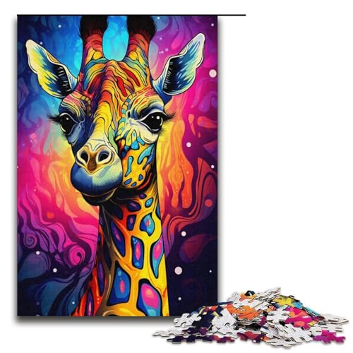 Puzzle mit 1000 Teilen für Erwachsene. Buntes Giraffen-Kunstwerk. Anspruchsvolles Spiel mit passendem Poster und Quizblatt. Größe 38 x 26 cm Puzzle mit 1000 Teilen für Erwachsene. Buntes Giraffen-Kunstwerk. Anspruchsvolles Spiel mit passendem Poster und Quizblatt. Größe 38 x 26 cm von KJYMNC