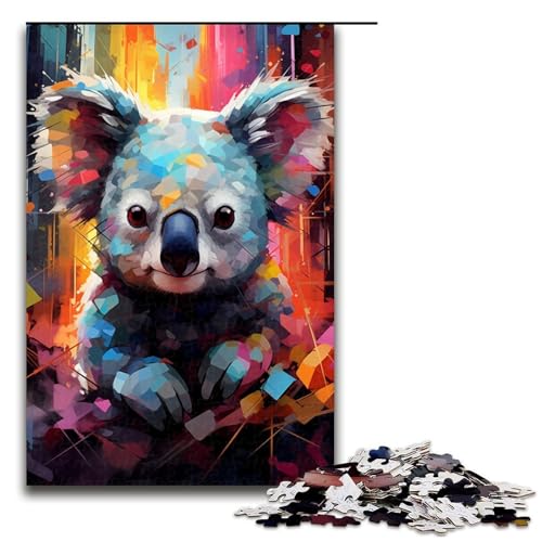 Puzzle mit 1000 Teilen für Erwachsene. Farbenfrohes Koala-Kunstwerk. Anspruchsvolles Spiel mit passendem Poster und Quizblatt. Größe 50 x 75 cm von KJYMNC