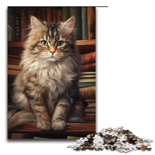 Puzzlebuch mit 1000 Teilen, Katzen-Puzzle für Erwachsene, Kartonpuzzle, anspruchsvolles Spiel, Größe 38 x 26 cm von KJYMNC