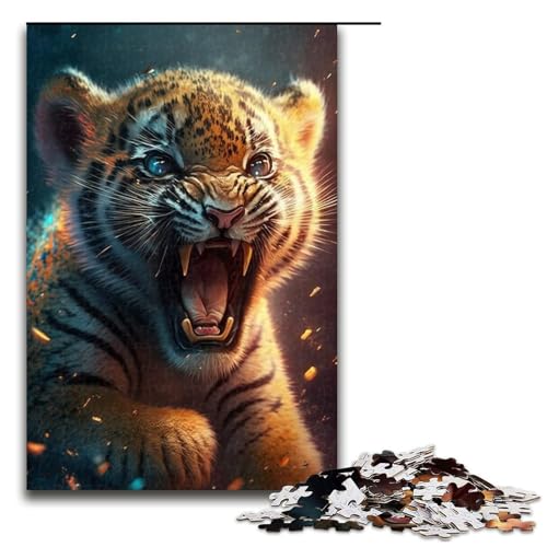 Tiger Baby Puzzle 1000 Teile Puzzle für Erwachsene, Mitmach-Spiel, Kunstwerk, Geschenk für Teenager ab 14 Jahren, Größe 50 x 75 cm von KJYMNC