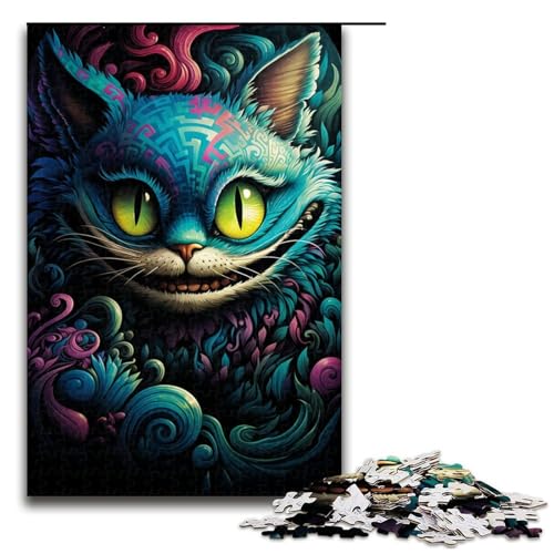Trippy Cat Puzzle, 1000 Teile, Puzzle für Erwachsene, Mitmach-Spiel, Kunstwerk, Geschenk für Teenager ab 14 Jahren, Größe 50 x 75 cm von KJYMNC