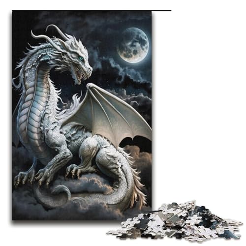 Weißer Fliegender Drache, 1000-teiliges Puzzle für Erwachsene, lustiges Puzzle für Teenager ab 14 Jahren, Größe 38 x 26 cm von KJYMNC