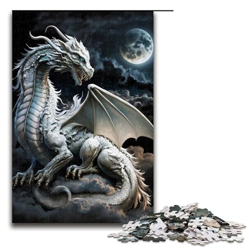 Weißer Fliegender Drache, 1000-teiliges Puzzle für Erwachsene, lustiges Puzzle für Teenager ab 14 Jahren, Größe 50 x 75 cm von KJYMNC