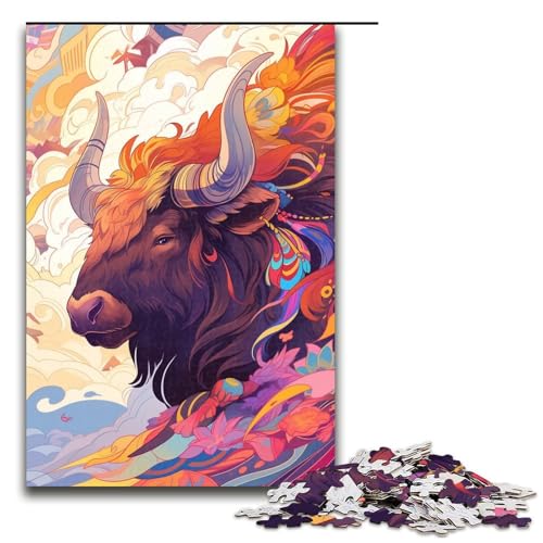 für Erwachsene, 1000-teiliges Puzzle, farbiges Yak-Puzzle für Erwachsene, Holzpuzzle, tolles Geschenk, Größe 50 x 75 cm für Erwachsene, 1000-teiliges Puzzle, farbiges Yak-Puzzle für Erwachsene, Holzpuzzle, tolles Geschenk, Größe 50 x 75 cm von KJYMNC