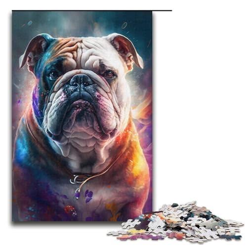 für Erwachsene, 1000-teiliges Puzzle „Bulldoggen-Malerei“, Puzzle für Erwachsene, Papppuzzle, tolles Geschenk, Größe 38 x 26 cm für Erwachsene, 1000-teiliges Puzzle „Bulldoggen-Malerei“, Puzzle für Erwachsene, Papppuzzle, tolles Geschenk, Größe 38 x 26 cm von KJYMNC