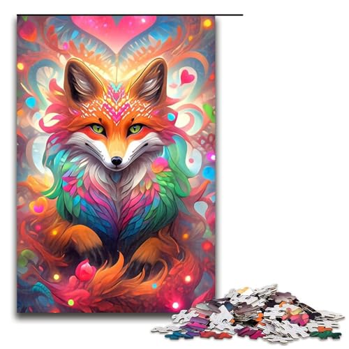 für Erwachsene 1000 Teile Puzzle Geschenke Buntes Fuchs-Puzzle für Holzpuzzle Familienaktivität Größe 50x75cm von KJYMNC