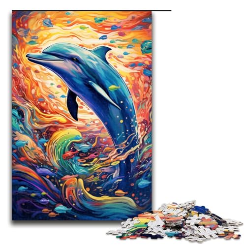 für Erwachsene 1000 Teile Puzzle Geschenke Delphin Puzzle für Holzpuzzle Familienaktivität Größe 50x75cm von KJYMNC