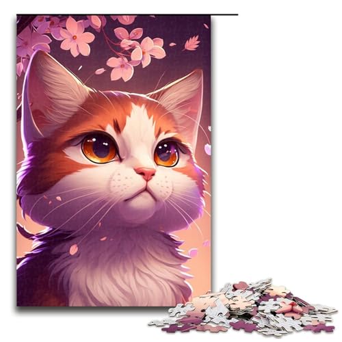 für Erwachsene 1000 Teile Puzzle Geschenke Katze Farbpuzzle für Holzpuzzle Familienaktivität Größe 50x75cm von KJYMNC