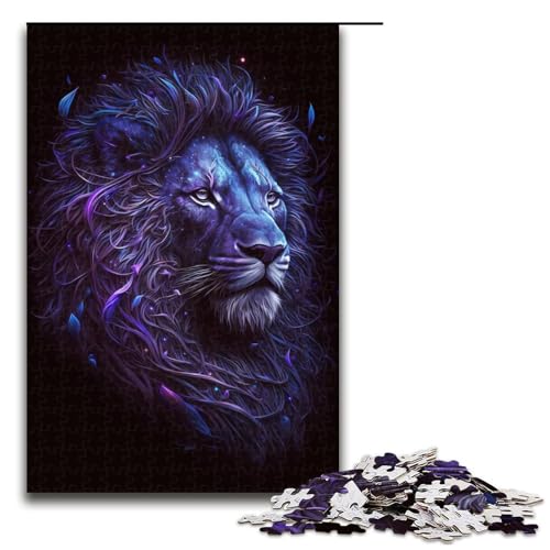 für Erwachsene 1000 Teile Puzzle Löwe Puzzle für Erwachsene Holzpuzzle Tolles Geschenk Größe 50x75 cm von KJYMNC
