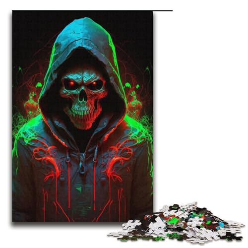 für Erwachsene 1000-teiliges Puzzle Grüner Totenkopf Puzzle für Erwachsene Papppuzzle Tolles Geschenk Größe 38x26 cm für Erwachsene 1000-teiliges Puzzle Grüner Totenkopf Puzzle für Erwachsene Papppuzzle Tolles Geschenk Größe 38x26 cm von KJYMNC
