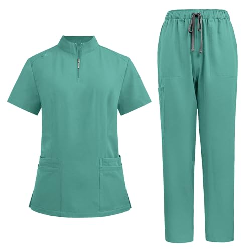 KJameas Chirurg Kostüm Damen Unisex Medizinische Uniform, Krankenschwester Krankenhaus Berufskleidung mit Oberteil und Hose, V-Ausschnitt Schlupfkasack für Altenpflege Krankenpflege KJameas Chirurg Kostüm Damen Unisex Medizinische Uniform, Krankenschwester Krankenhaus Berufskleidung mit Oberteil und Hose, V-Ausschnitt Schlupfkasack für Altenpflege Krankenpflege von KJameas