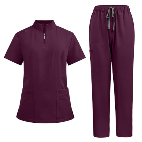 KJameas Krankenschwester Kostüm Damen Unisex Medizinische Uniform, Krankenschwester Krankenhaus Berufskleidung mit Oberteil und Hose, V-Ausschnitt Schlupfkasack für Altenpflege Krankenpflege KJameas Krankenschwester Kostüm Damen Unisex Medizinische Uniform, Krankenschwester Krankenhaus Berufskleidung mit Oberteil und Hose, V-Ausschnitt Schlupfkasack für Altenpflege Krankenpflege von KJameas