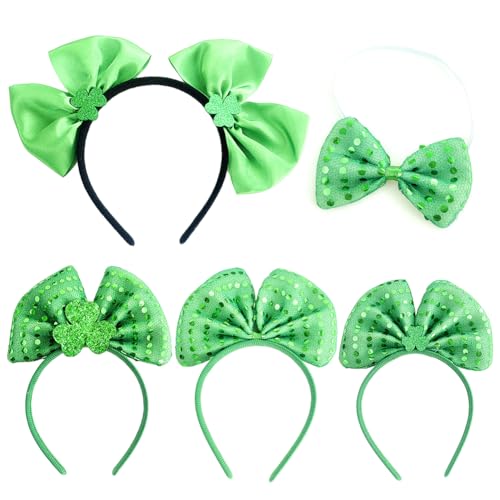 KJoet 5 Pcs St. Patrick's Day Dekorationen,St. Patrick's Day Stirnbänder,Party Clover Headwear,Irish Festival Party Dekoration,Partybekleidung Accessoires,für Kinder und Erwachsene von KJoet