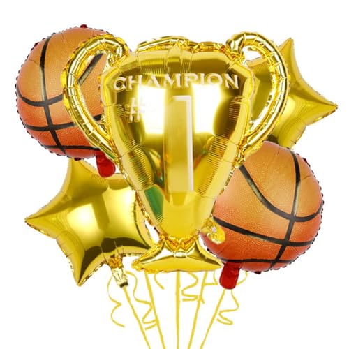 KJoet 5 Stück Luftballons Basketball, 18 Zoll Folienballons Basketball, Basketball Deko, Basketball Party Dekoration für Kinder Jungen und Basketballfans Geburtstagsfeier von KJoet