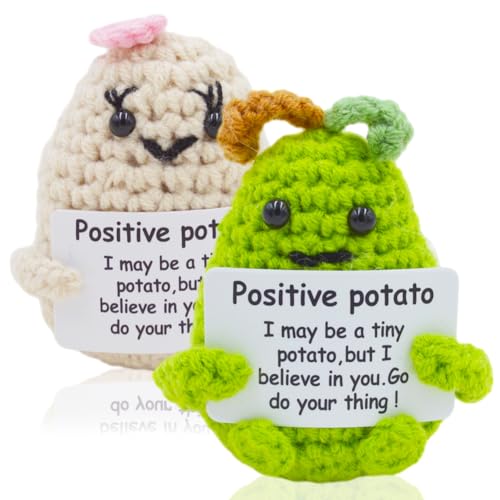 KJoet Pocket Hug Mini Plush, 2pcs Pocket Hug Positive Kartoffel, Knitted Potato Doll, Geburtstagsgeschenk, Abschiedsgeschenk, Geschenk für Familie, Freund, Patient von KJoet
