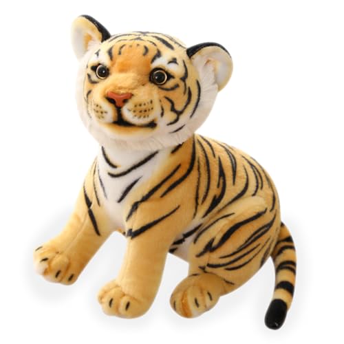 KJoet Tiger Plüschtier Realistische Tiger Kuscheltiere Baby Plüsch Tiger Plüsch Puppe Stofftier Kissen Plüschtier Klein Tiger Geschenk (23CM, Gelb) von KJoet