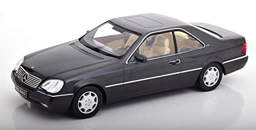 KK-Scale Mercedes-Benz SEC S-Klasse Coupe C140 Schwarz Anthrazit 1992-1998 1/18 Modell Auto mit individiuellem Wunschkennzeichen von KK-Scale