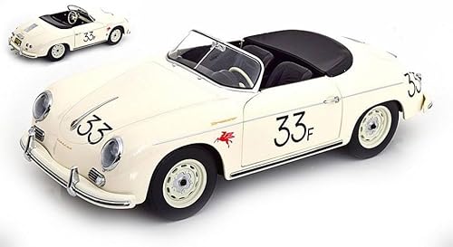 KK Scale Modell auf der Skala, kompatibel mit Porsche 356 A Speedster N.33 James 1955 White 1:12 KKDC120096 von KK Scale