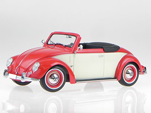 VW Käfer Hebmüller Cabrio rot-beige Modellauto 18091 KK 1:18 von KK-Scale