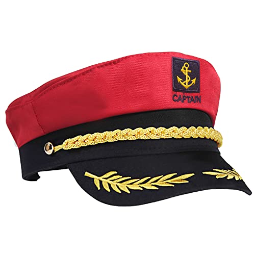 KKBES Seemannskapitänshut Seemannshut Yachthut Seerhut verstellbar Seehut Marineblau Admiral Hut für Halloween Kostümzubehör Rot KKBES Seemannskapitänshut Seemannshut Yachthut Seerhut verstellbar Seehut Marineblau Admiral Hut für Halloween Kostümzubehör Rot von KKBES