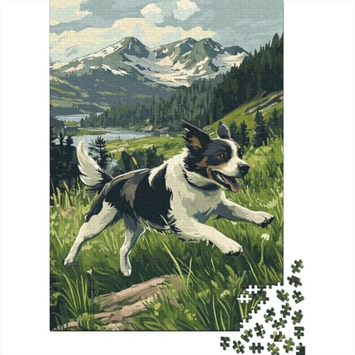 Border Collie Puzzles 1000 Teile Schwer Puzzle Spielzeug Pädagogisches Spiel Impossible Herausforderung Spielzeug Für Erwachsene Kinder 1000pcs (75x50cm) von KKLOSDXERT