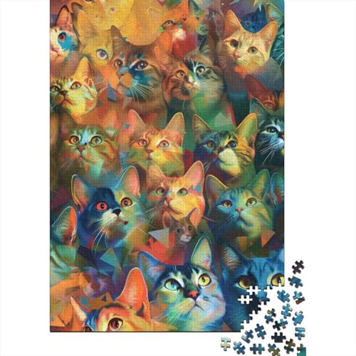 Cute Katze Puzzle 1000-teilige Schwer Puzzle Spielzeug Lernspiel Impossible Herausforderungsspielzeug Für Erwachsene Kinder 1000pcs (75x50cm) von KKLOSDXERT