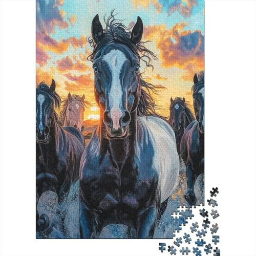 Fine Pferd Puzzles 1000-teilige Schwer Puzzle Spielzeug Lernspiel Impossible Herausforderungsspielzeug Für Erwachsene Und Kinder in Bewährter 1000pcs (75x50cm) von KKLOSDXERT