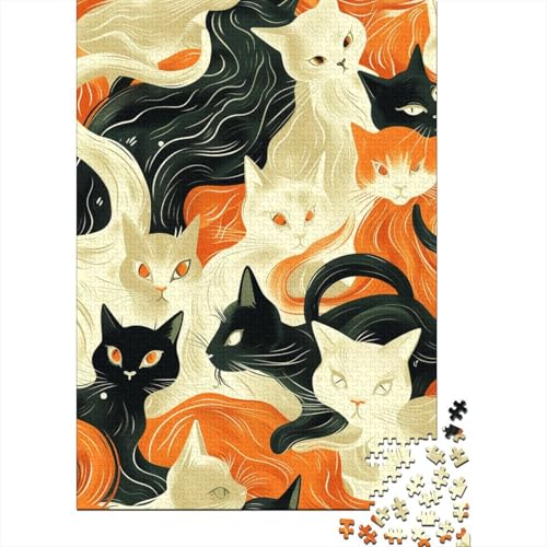 Katzes Seamless Pattern Puzzles 1000 Teile Schwer Puzzle Spielzeug Lernspiel Impossible Herausforderung Spielzeug Für Erwachsene Und Kinder Ab 12 Jahren 1000pcs (75x50cm) von KKLOSDXERT