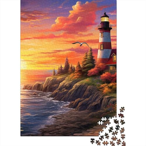 Küste Leuchtturms Puzzles 1000 Teile Schwer Puzzle Spielzeug Lernspiel Impossible Herausforderung Spielzeug Für Erwachsene Und Kinder Ab 12 Jahren 1000pcs (75x50cm) von KKLOSDXERT
