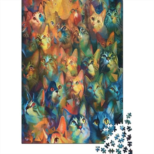 Niedliche Katze Puzzles 1000 Teile Schwer Puzzle Spielzeug Pädagogisches Spiel Impossible Herausforderungsspielzeug Für Erwachsene Kinder 38x26cm/1000pcs von KKLOSDXERT