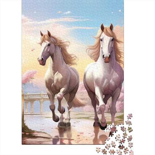 Pferd Puzzles 1000 Teile Schwer Puzzle Spielzeug Pädagogisches Spiel Impossible Herausforderungsspielzeug Für Erwachsene Kinder 1000pcs (75x50cm) von KKLOSDXERT