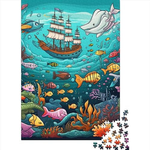 Seabed A School of Fisch Puzzles 1000 Teile Schwer Puzzle Spielzeug Lernspiel Impossible Herausforderungsspielzeug Für Erwachsene Und Kinder Ab 14 Jahren 1000pcs (75x50cm) von KKLOSDXERT