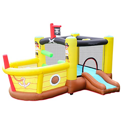 Aufblasbares Schloss für Kinder, aufblasbares Trampolin, Piratenschiff-Rutsche, geeignet zum Spielen im Innenbereich von KKMNDE