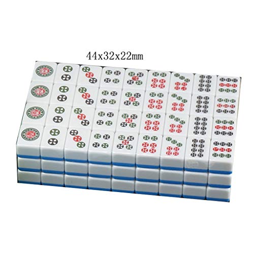XXZY Mahjong tragbare chinesische Mahjong Set chinesische nummerierte Melaminfliesen Set Mahjong 144 Fliesen Spielset Classic tolles Geschenk (Farbe: blau, Größe: Handtasche) von KKNH