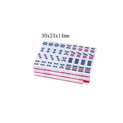 XXZY Mahjong tragbare chinesische Mahjong Set chinesische nummerierte Melaminfliesen Set Mahjong 144 Fliesen Spielset Classic tolles Geschenk (Farbe: rot, Größe: Handtasche) von KKNH