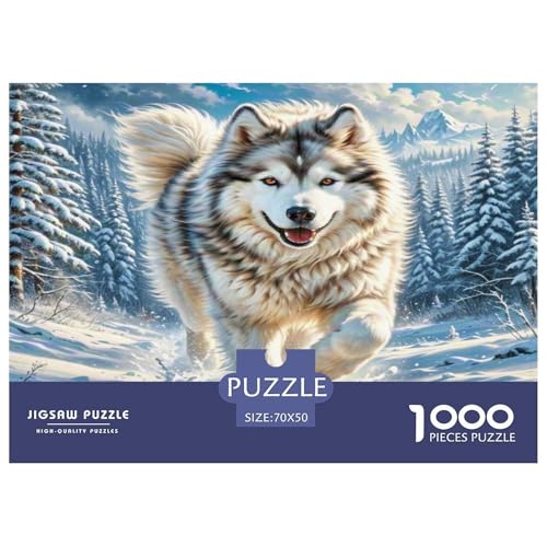 Alaskanische Malamute Puzzle 1000 Teile Schwer Puzzle Spielzeug Lernspiel Impossible Herausforderungsspielzeug Für Erwachsene Und Kinder in Bewährter 70x50cm/1000pcs von KKOLASXZE