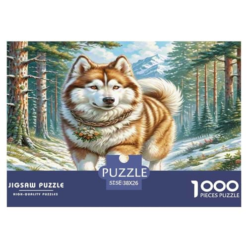 Alaskanische Malamute Puzzle 1000 Teile Schwer Puzzle Spielzeug Pädagogisches Spiel Impossible Herausforderung Spielzeug Für Erwachsene Kinder 38x26cm/1000pcs von KKOLASXZE