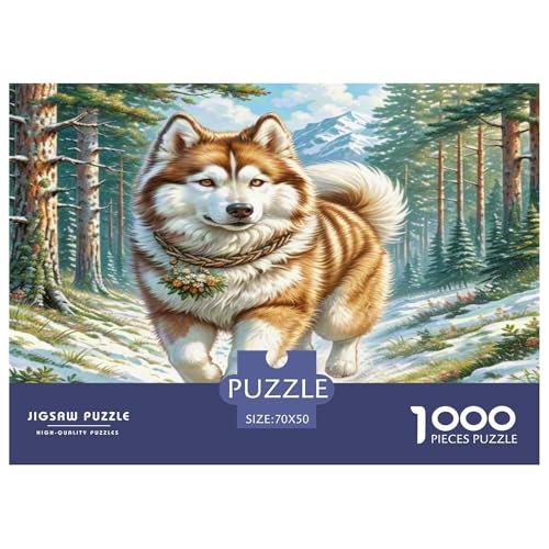 Alaskanische Malamute Puzzle 1000-teilige Schwer Puzzle Spielzeug Pädagogisches Spiel Impossible Herausforderung Spielzeug Für Erwachsene Und Kinder Ab 12 Jahren 70x50cm/1000pcs von KKOLASXZE