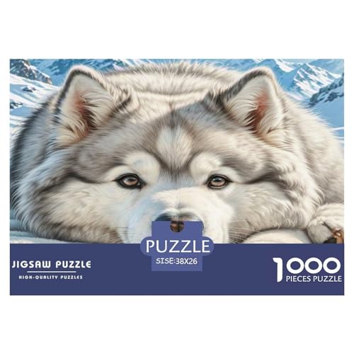 Alaskanische Malamute Puzzles 1000 Teile Schwer Puzzle Spielzeug Pädagogisches Spiel Impossible Herausforderung Spielzeug Für Erwachsene Kinder 38x26cm/1000pcs von KKOLASXZE