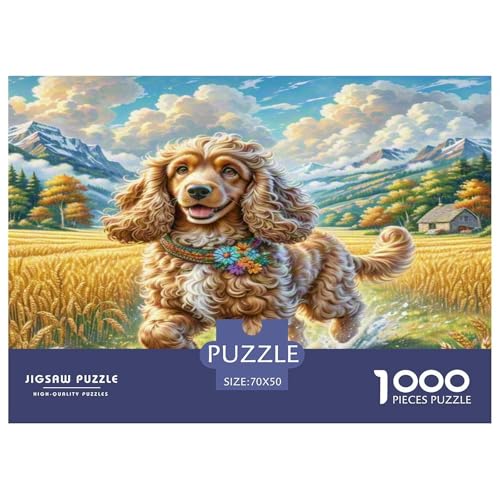 Amerikanischer Cocker Spaniel Puzzle 1000 Teile Schwer Puzzle Spielzeug Lernspiel Impossible Herausforderung Spielzeug Für Erwachsene Kinder 70x50cm/1000pcs von KKOLASXZE
