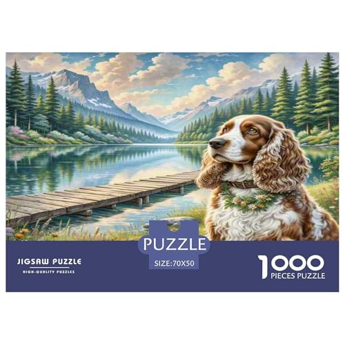 Amerikanischer Cocker Spaniel Puzzles 1000 Teile Schwer Puzzle Spielzeug Lernspiel Impossible Herausforderungsspielzeug Für Erwachsene Kinder 70x50cm/1000pcs von KKOLASXZE