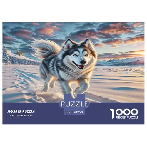 Amerikanischer Eskimo Hund Puzzle 1000 Teile Schwer Puzzle Spielzeug Pädagogisches Spiel Impossible Herausforderungsspielzeug Für Erwachsene Kinder 70x50cm/1000pcs von KKOLASXZE