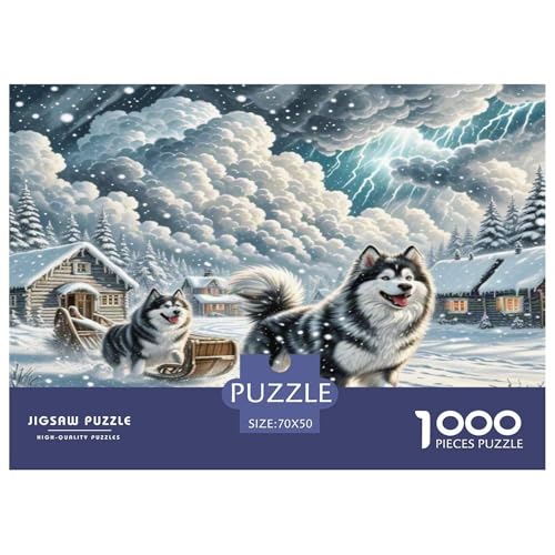 Amerikanischer Eskimo Hund Puzzles 1000 Teile Schwer Puzzle Spielzeug Lernspiel Impossible Herausforderungsspielzeug Für Erwachsene Und Kinder Ab 14 Jahren 70x50cm/1000pcs von KKOLASXZE