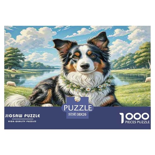 Australischer Schäfer Puzzle 1000 Teile Schwer Puzzle Spielzeug Lernspiel Impossible Herausforderung Spielzeug Für Erwachsene Und Kinder Ab 12 Jahren 38x26cm/1000pcs von KKOLASXZE
