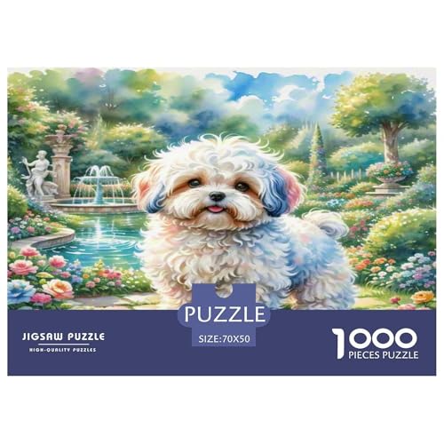 Bichon Frisé Puzzle 1000 Teile Schwer Puzzle Spielzeug Pädagogisches Spiel Impossible Herausforderungsspielzeug Für Erwachsene Kinder 70x50cm/1000pcs von KKOLASXZE