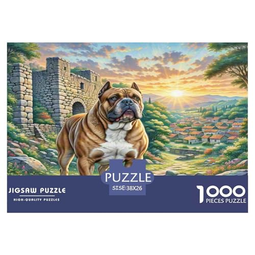 Bullmastiff Puzzle 1000 Teile Schwer Puzzle Spielzeug Lernspiel Impossible Herausforderungsspielzeug Für Erwachsene Kinder 38x26cm/1000pcs von KKOLASXZE