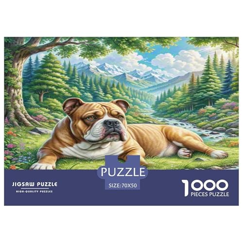 Bullmastiff Puzzle 1000-teilige Schwer Puzzle Spielzeug Pädagogisches Spiel Impossible Herausforderung Spielzeug Für Erwachsene Und Kinder in Bewährter 70x50cm/1000pcs von KKOLASXZE